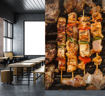 3D Grill Kebab Shop BBQ 255 Wall Mural Wall Murals Commercial