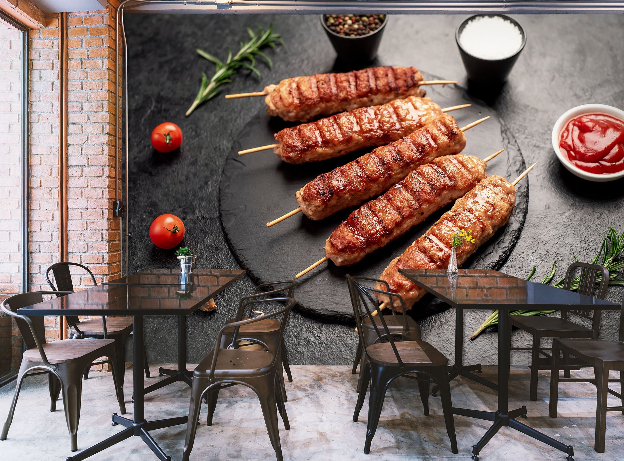 3D Grill Kebab Shop BBQ 348 Wall Mural Wall Murals Commercial