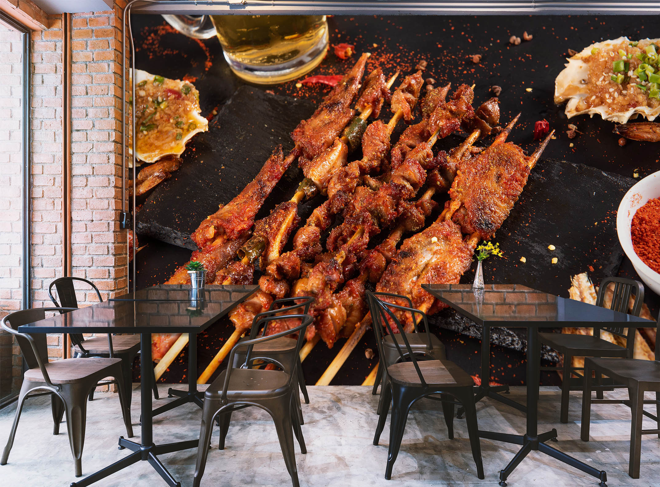 3D Grill Kebab Shop BBQ 350 Wall Mural Wall Murals Commercial