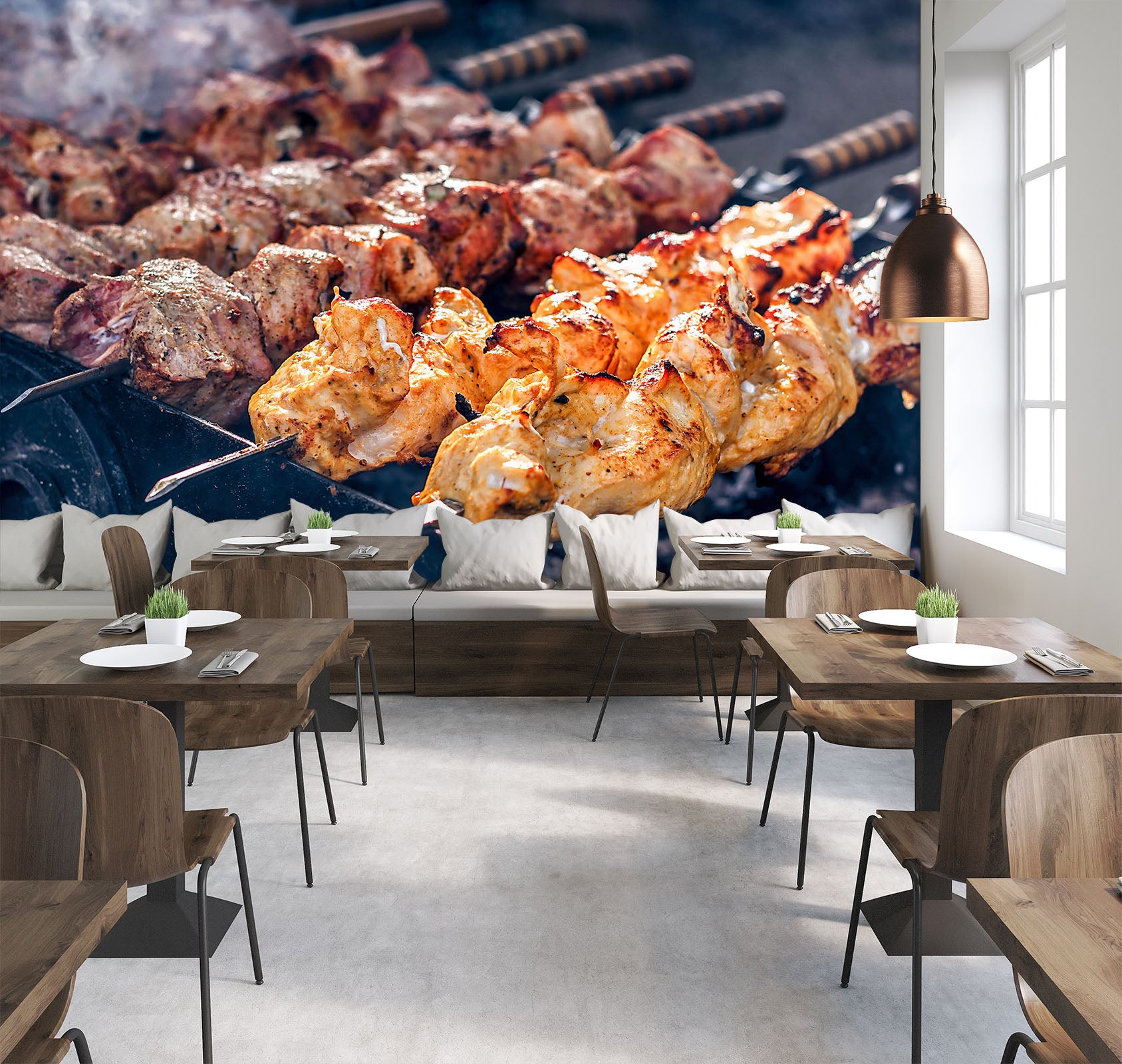 3D Grill Kebab Shop BBQ 307 Wall Mural Wall Murals Commercial