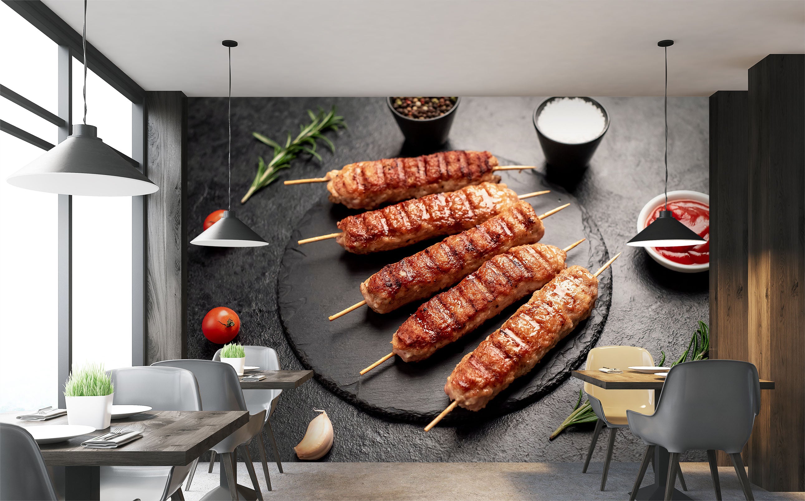 3D Grill Kebab Shop BBQ 348 Wall Mural Wall Murals Commercial