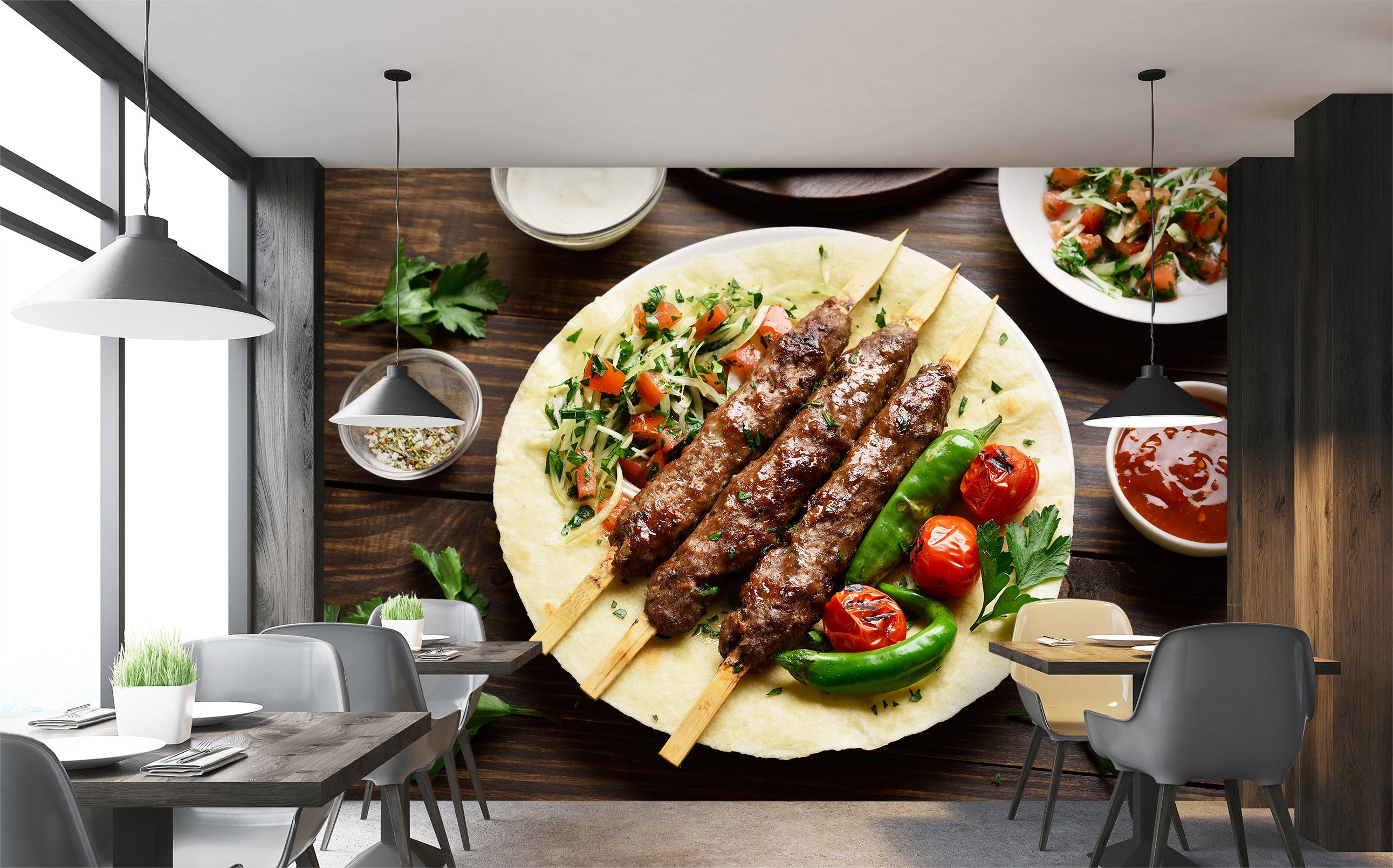 3D Grill Kebab Shop BBQ 342 Wall Mural Wall Murals Commercial