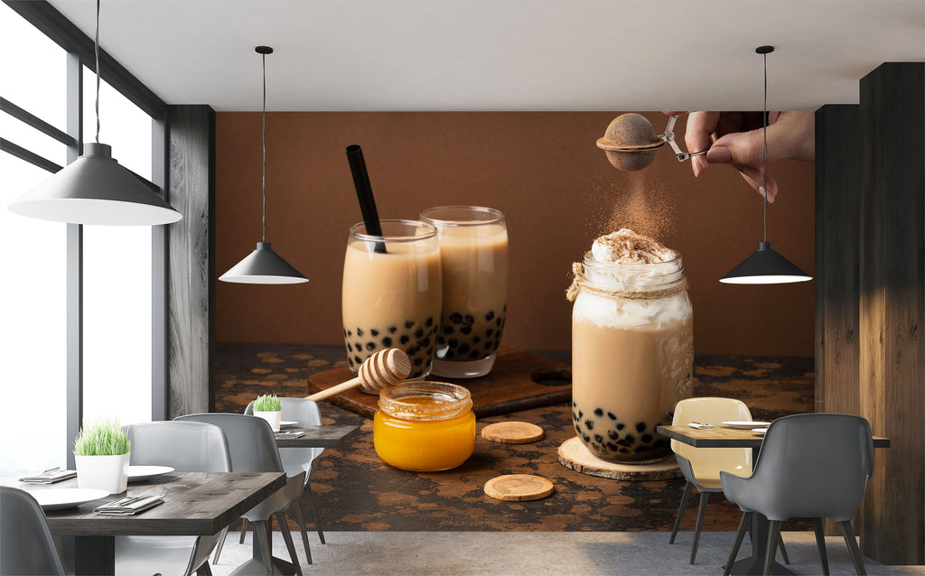 Pearl Tea Design 3D Pearl Tea 2020 Fruit Bubble Tea Milk Tea Shop Wall Murals | AJ Wallpaper
