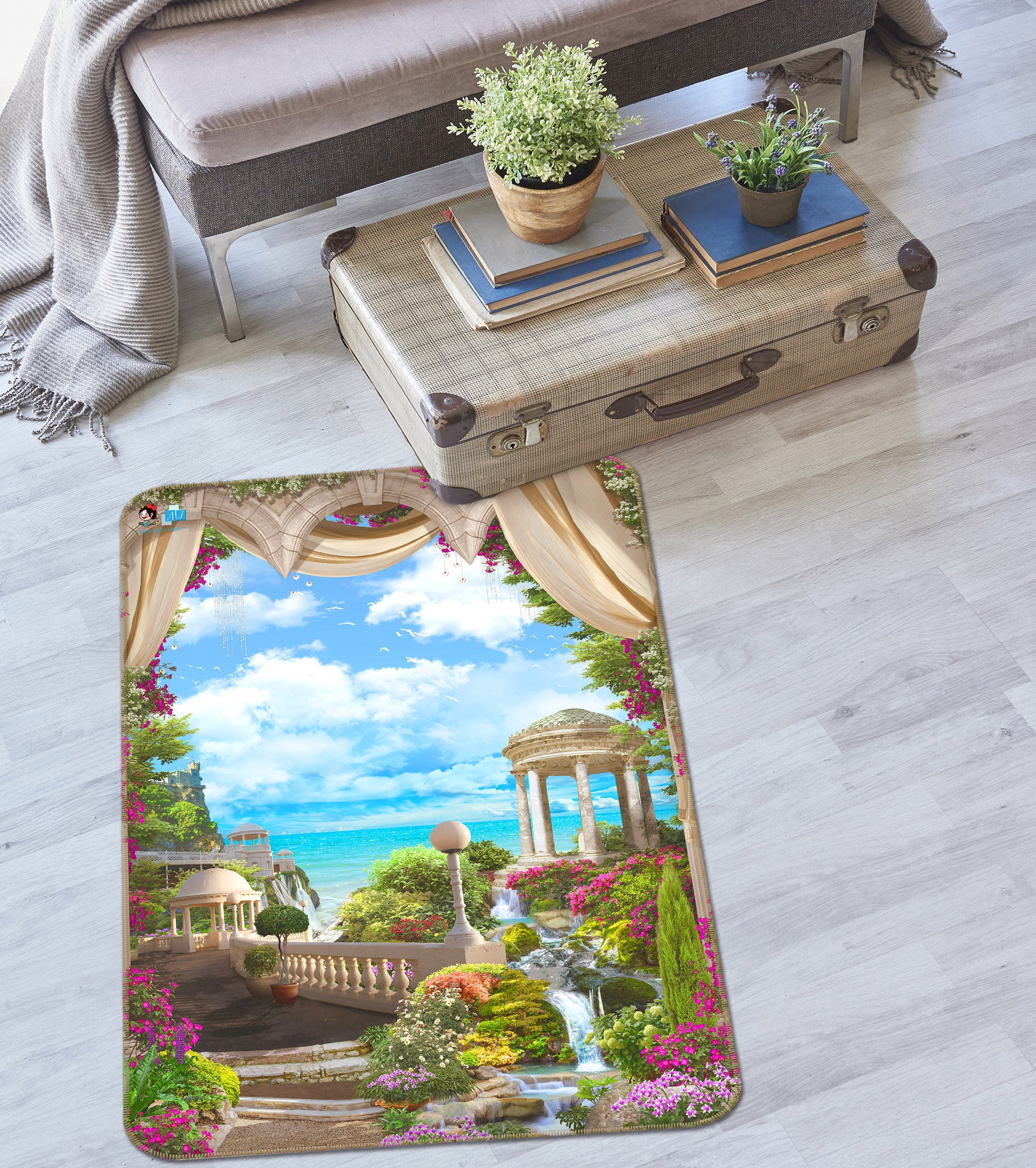 3D Balcony View 3088 Rug Non Slip Rug Mat