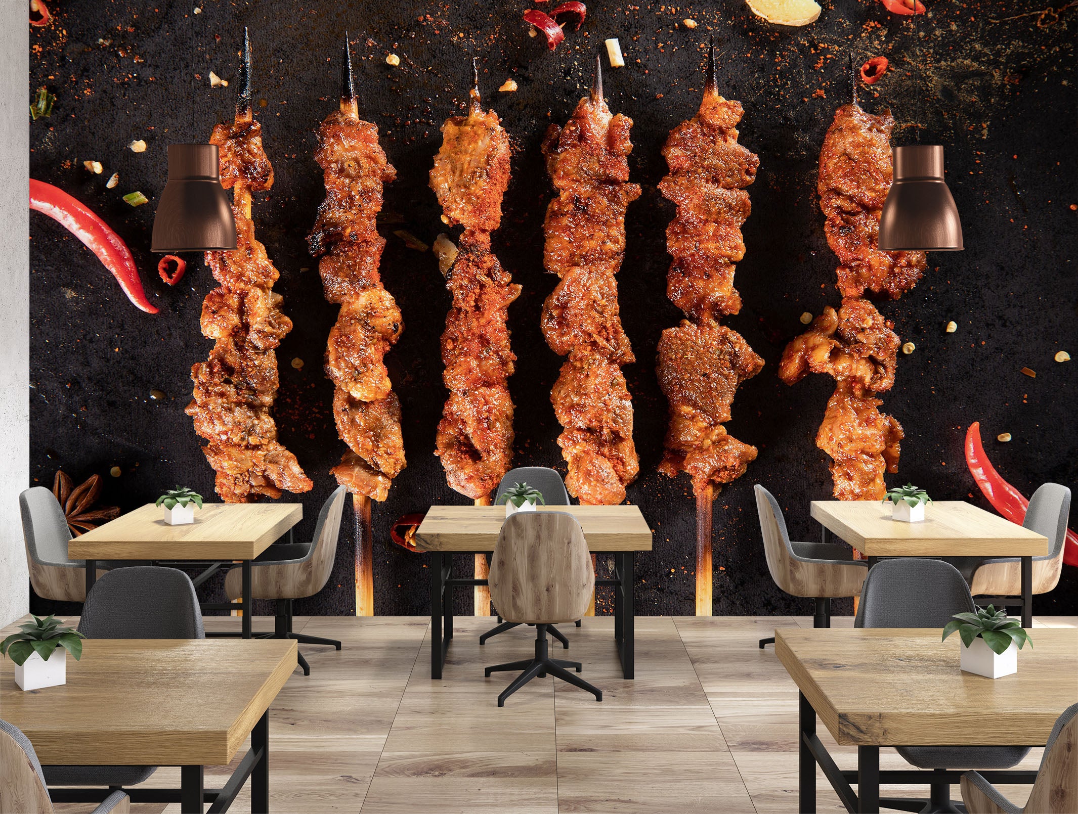 3D Grill Kebab Shop BBQ 353 Wall Mural Wall Murals Commercial