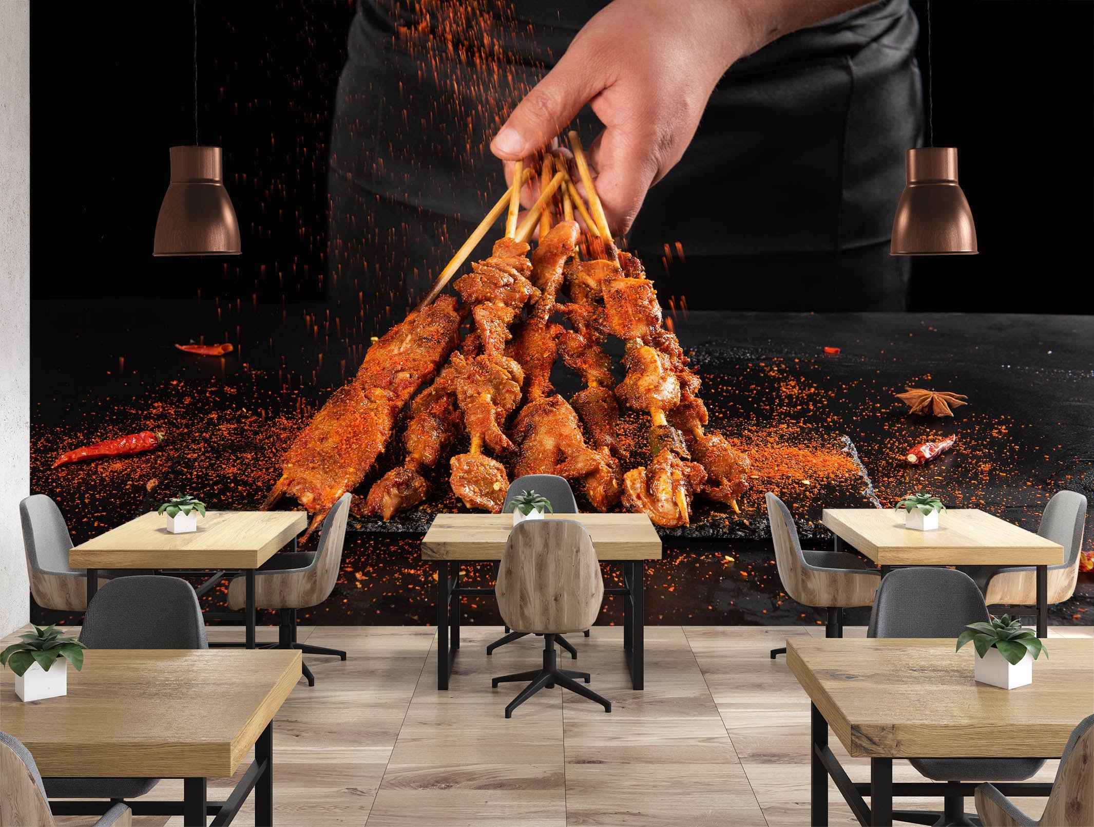 3D Grill Kebab Shop BBQ 344 Wall Mural Wall Murals Commercial