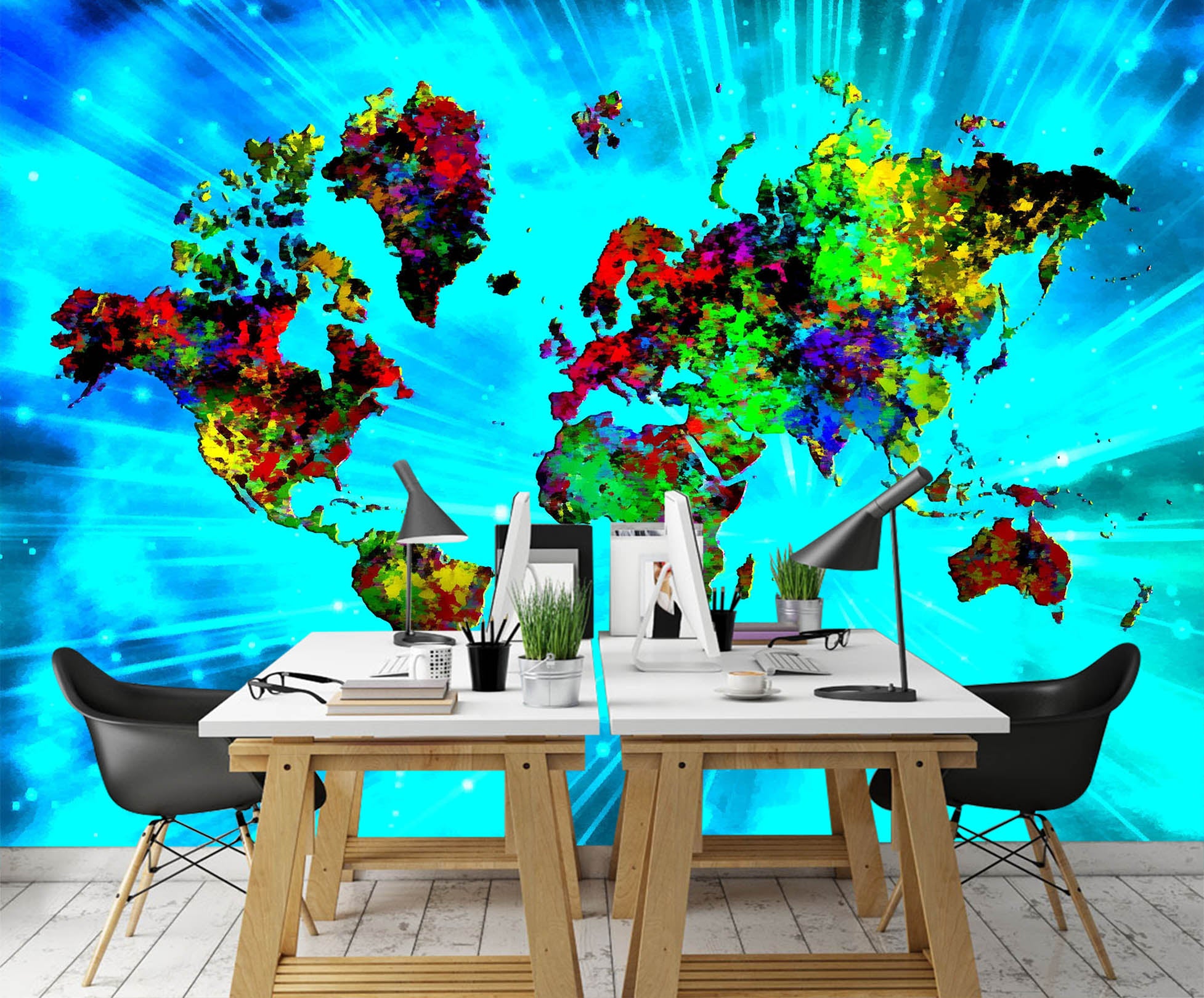 3D Color Pattern 2123 World Map Wall Murals