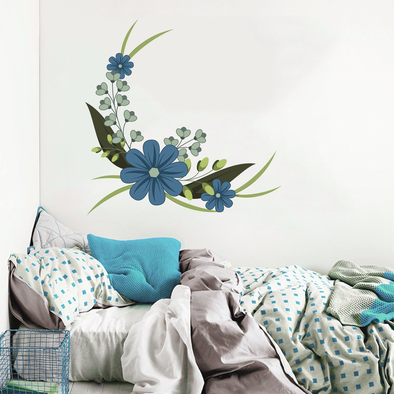 3D Blue Flower Branch 245 Wall Stickers Wallpaper AJ Wallpaper 