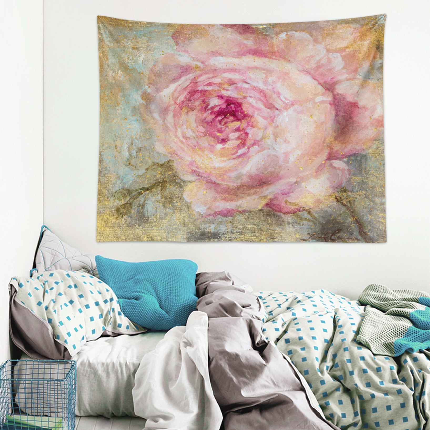 3D Flower Rose Pink 111189 Debi Coules Tapestry Hanging Cloth Hang