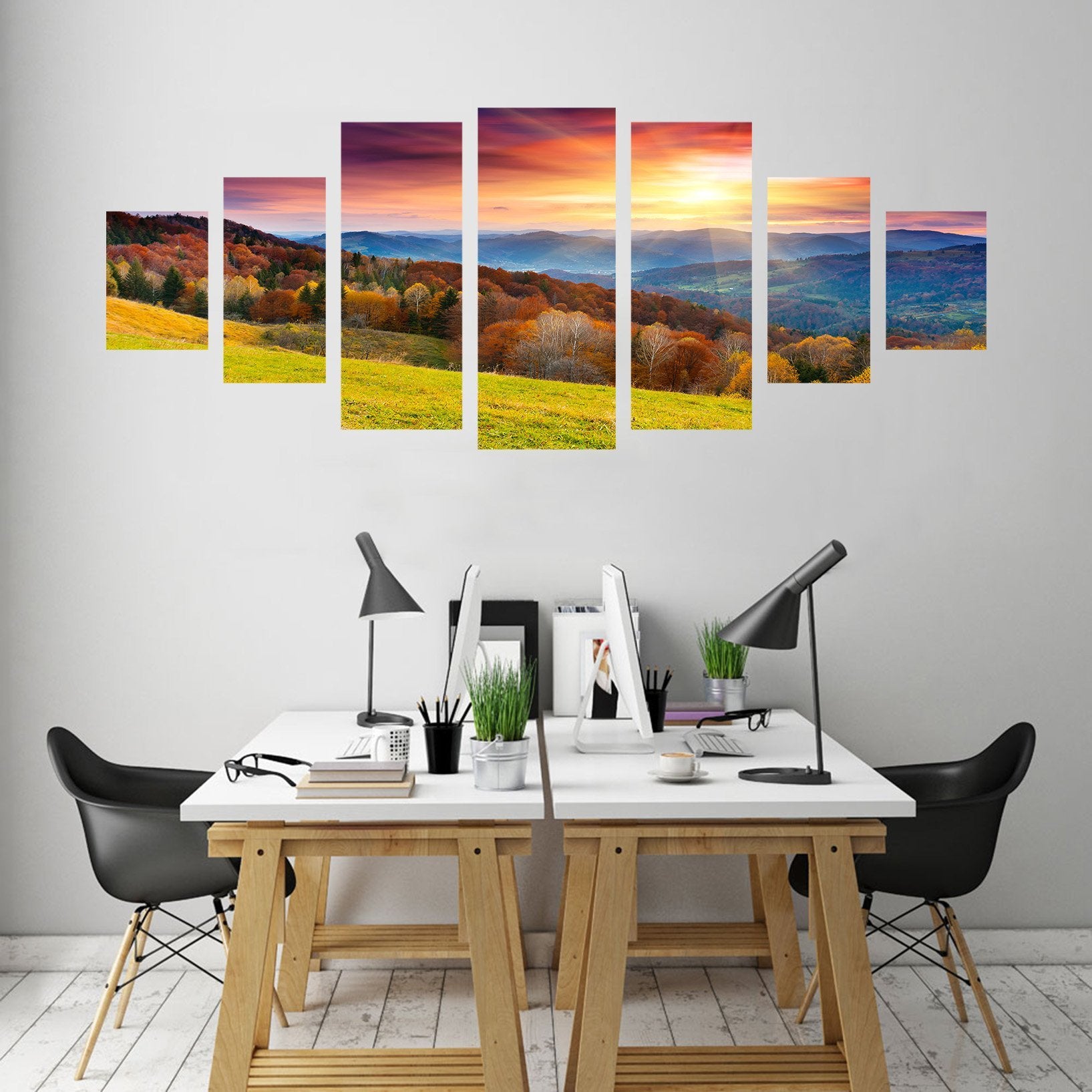 3D Sunset Autumn Maple 123 Unframed Print Wallpaper Wallpaper AJ Wallpaper 