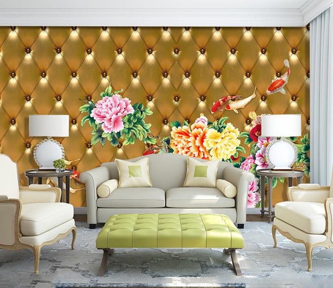 3D Colorful Flowers And Fish Wallpaper AJ Wallpaper 1 