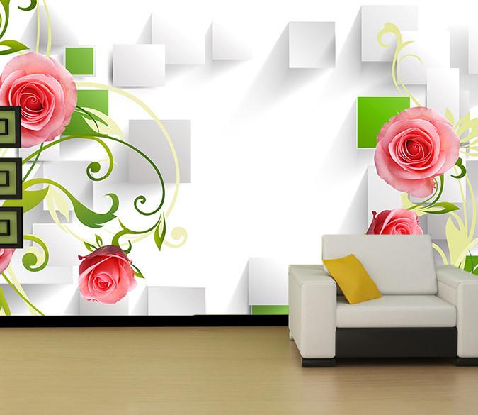 3D Red Square Flowers 1 Wallpaper AJ Wallpaper 1 