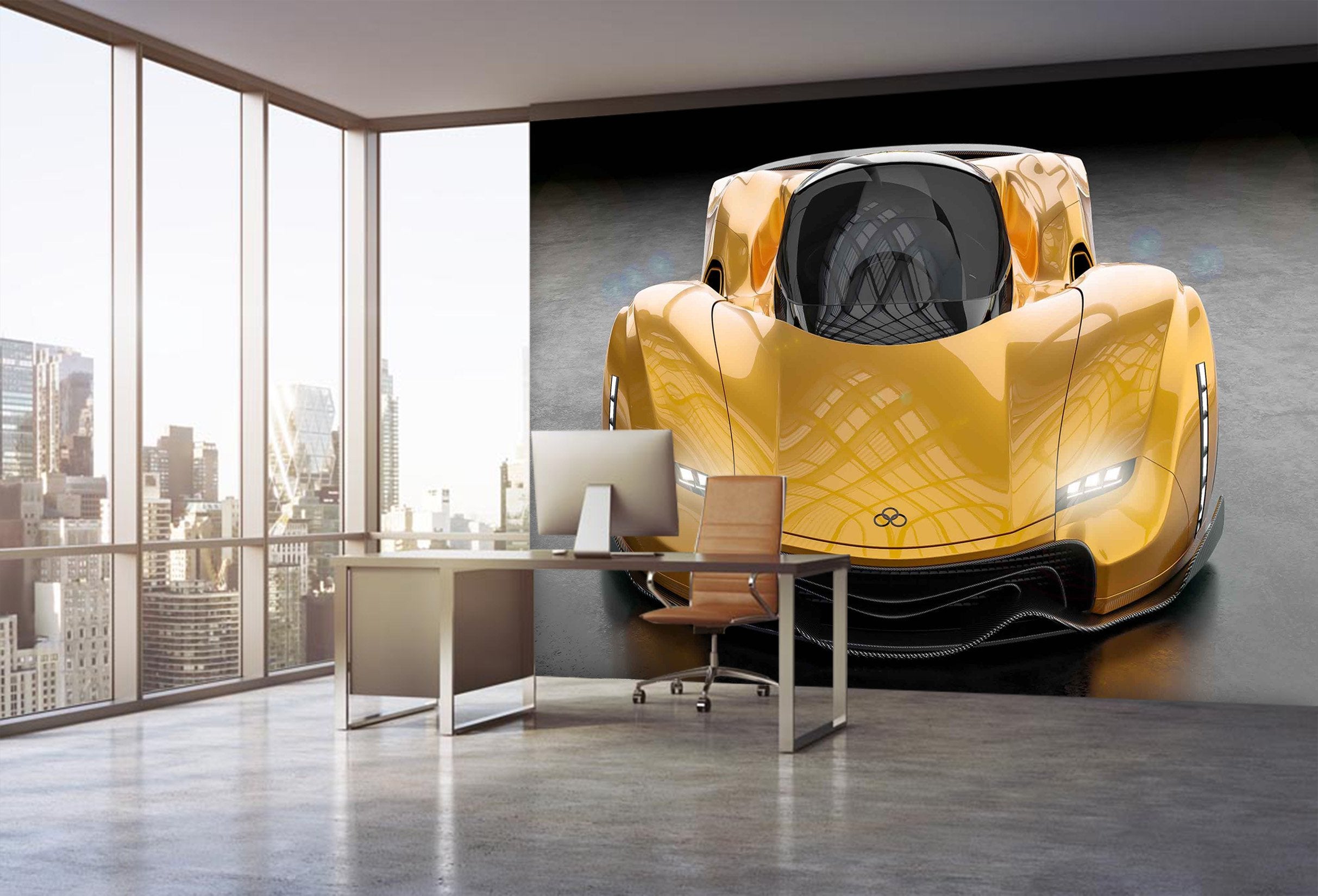 3D Yellow Front 956 Vehicle Wall Murals Wallpaper AJ Wallpaper 2 