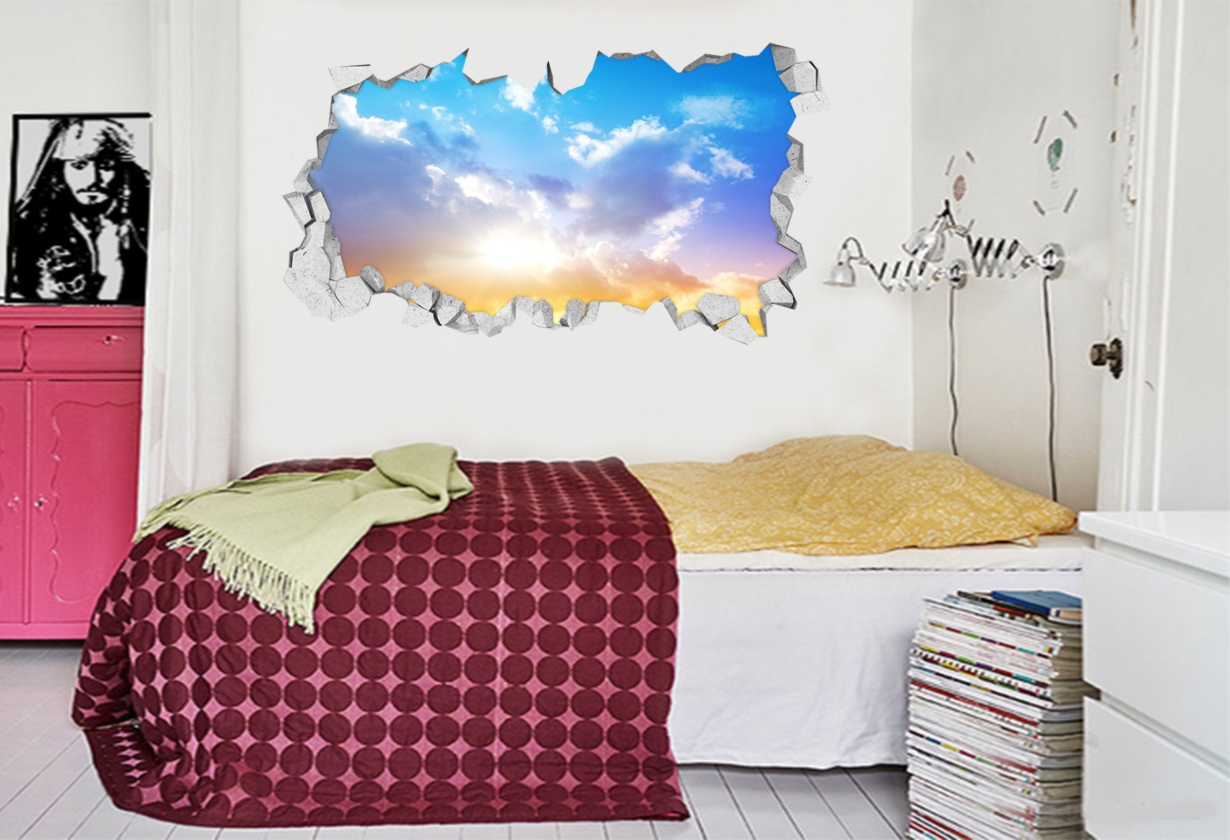 3D Blue Sky Bright Sun 134 Broken Wall Murals Wallpaper AJ Wallpaper 