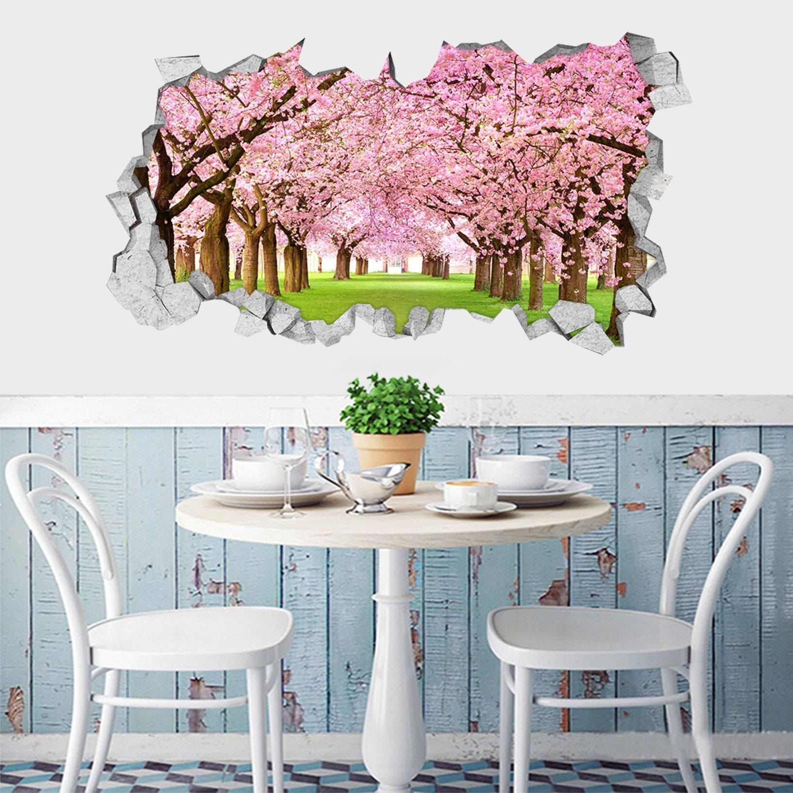 3D Flowering Trees 126 Broken Wall Murals Wallpaper AJ Wallpaper 