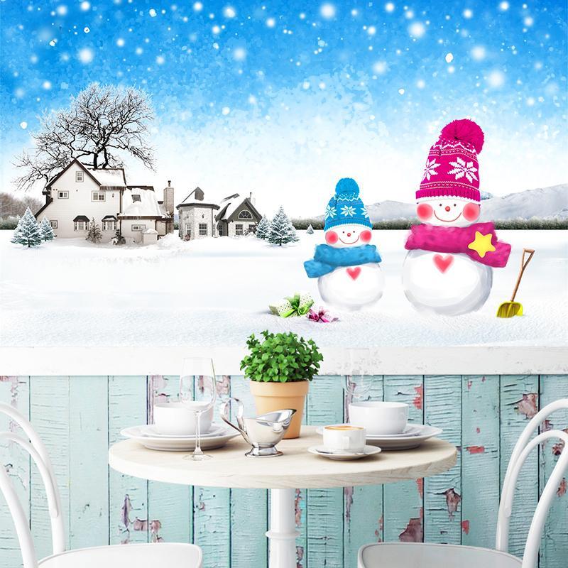 3D Snowman House 002 Wallpaper AJ Wallpaper 
