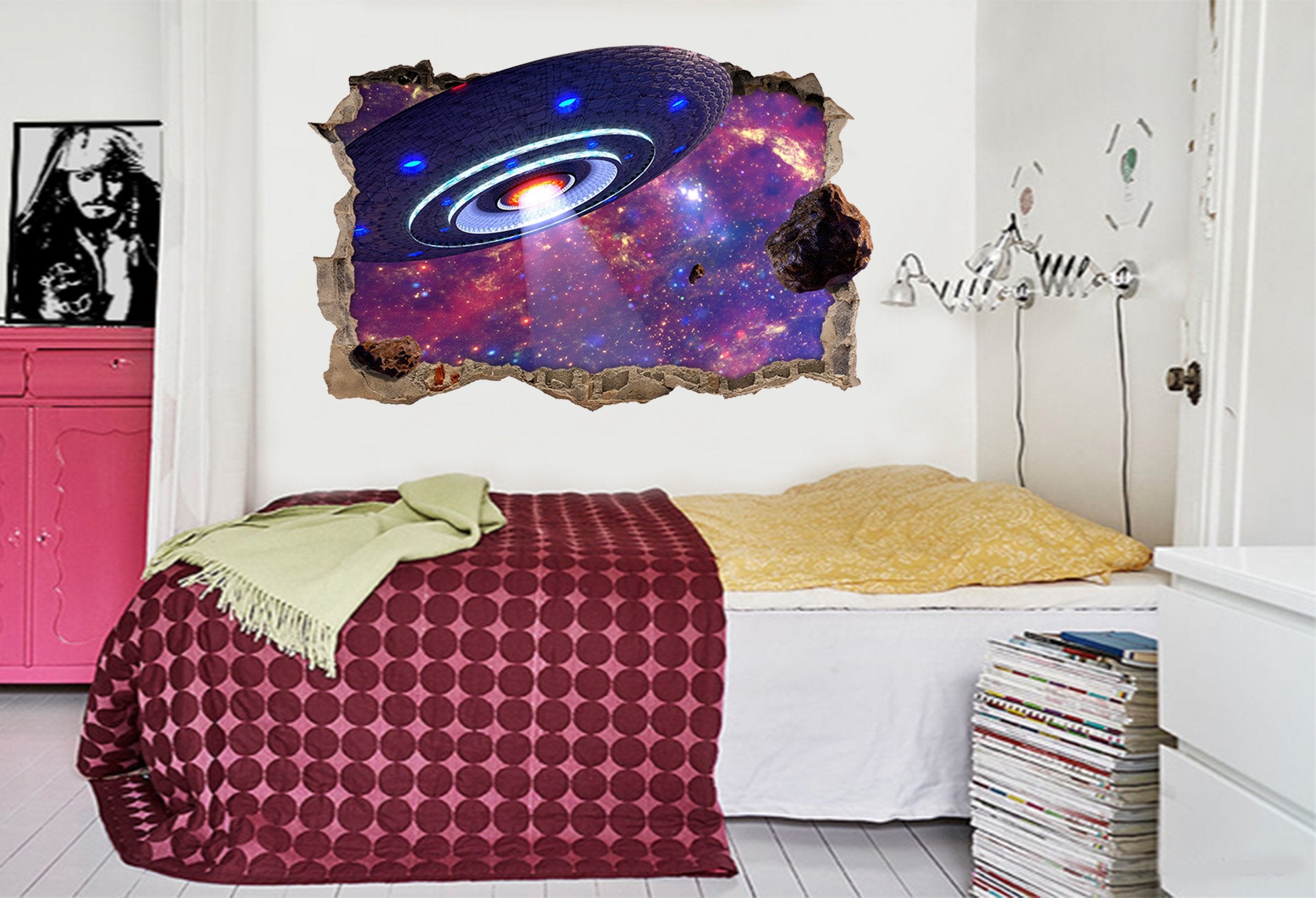 3D Space UFO 147 Broken Wall Murals Wallpaper AJ Wallpaper 