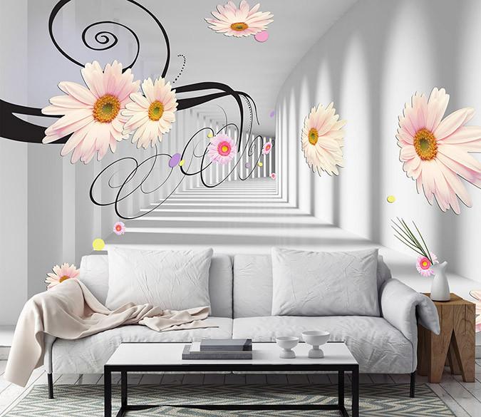 3D Flying Flowers Scene Wallpaper AJ Wallpaper 1 