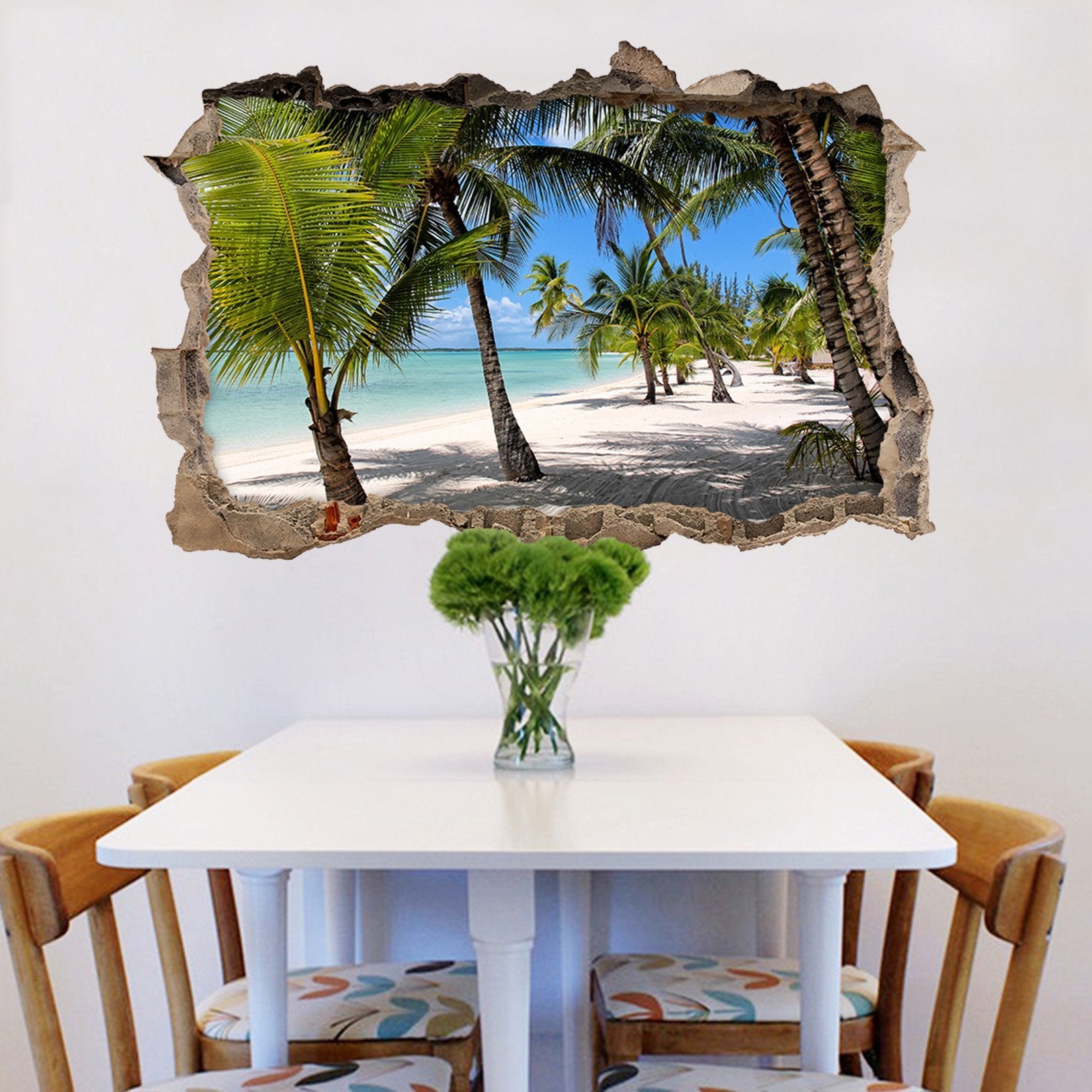 3D Beach Coconut Trees 311 Broken Wall Murals Wallpaper AJ Wallpaper 