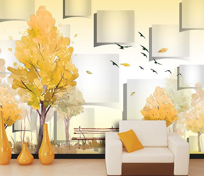 3D Yellowing Trees Wallpaper AJ Wallpaper 1 