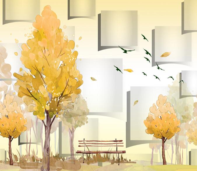 3D Yellowing Trees Wallpaper AJ Wallpaper 1 