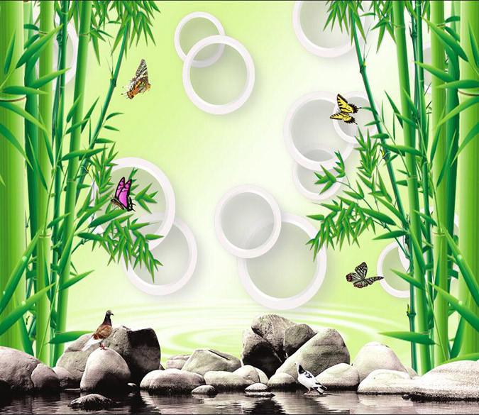 3D Bamboo forest stone butterfly Wallpaper AJ Wallpaper 1 