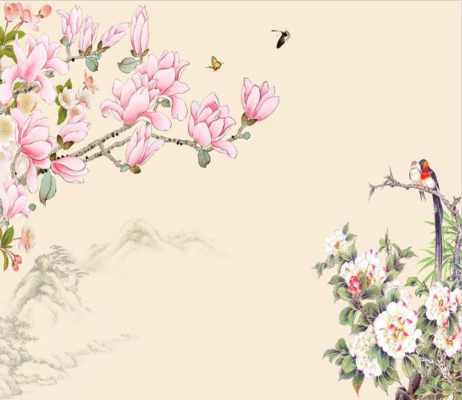 3D Flower Tree Pink Bird Wallpaper AJ Wallpaper 1 