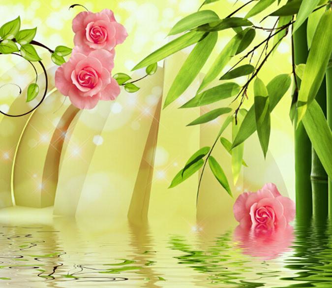 Bamboo And Flowers Wallpaper AJ Wallpaper 1 
