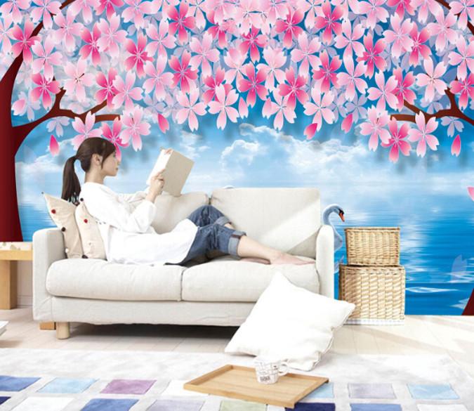 3D Flowers And White Swan 1 Wallpaper AJ Wallpaper 1 