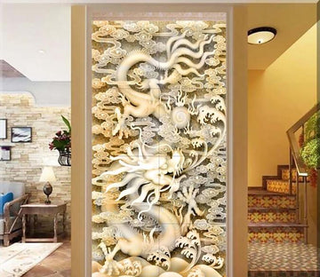 3D Carving Dragon Cloud Porch Wallpaper AJ Wallpaper 1 