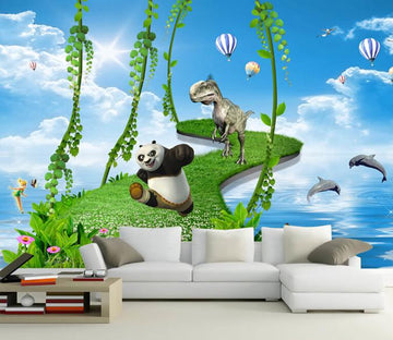 3D Panda Dinosaur Doplhin Blue Sky Wallpaper AJ Wallpaper 1 