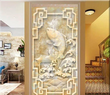 Carving Jumping Carp Wallpaper AJ Wallpaper 1 