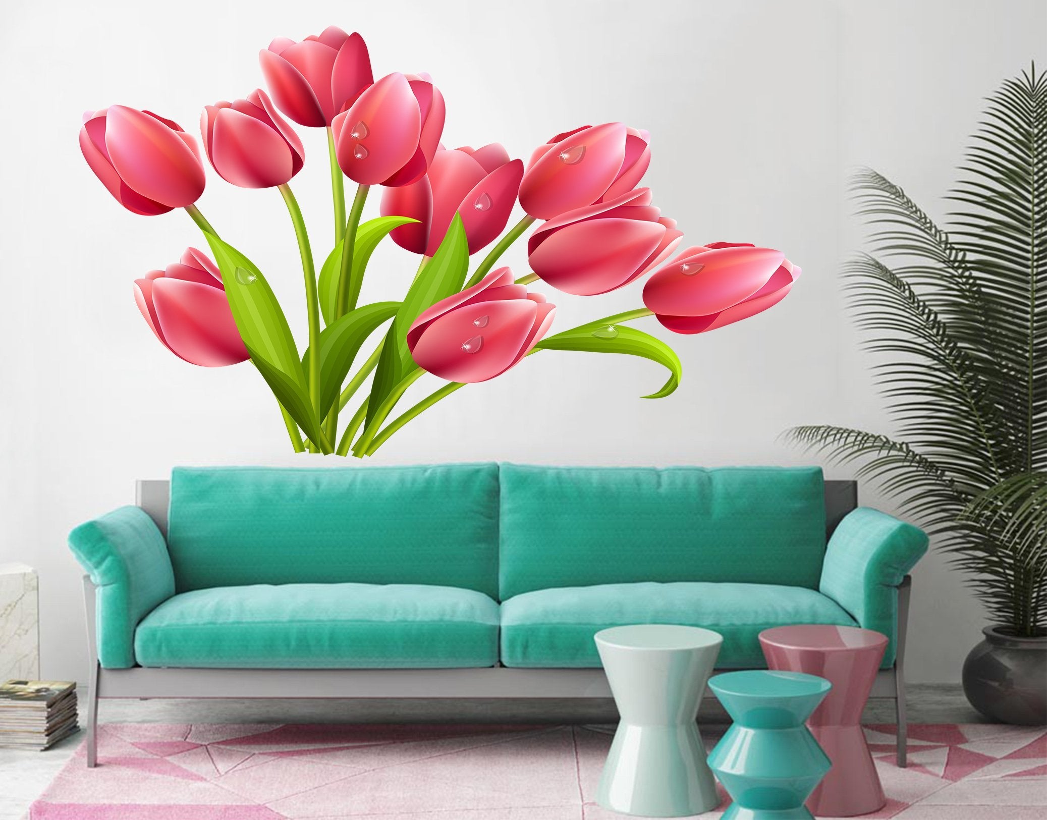 3D Flower Dew 049 Wall Stickers Wallpaper AJ Wallpaper 