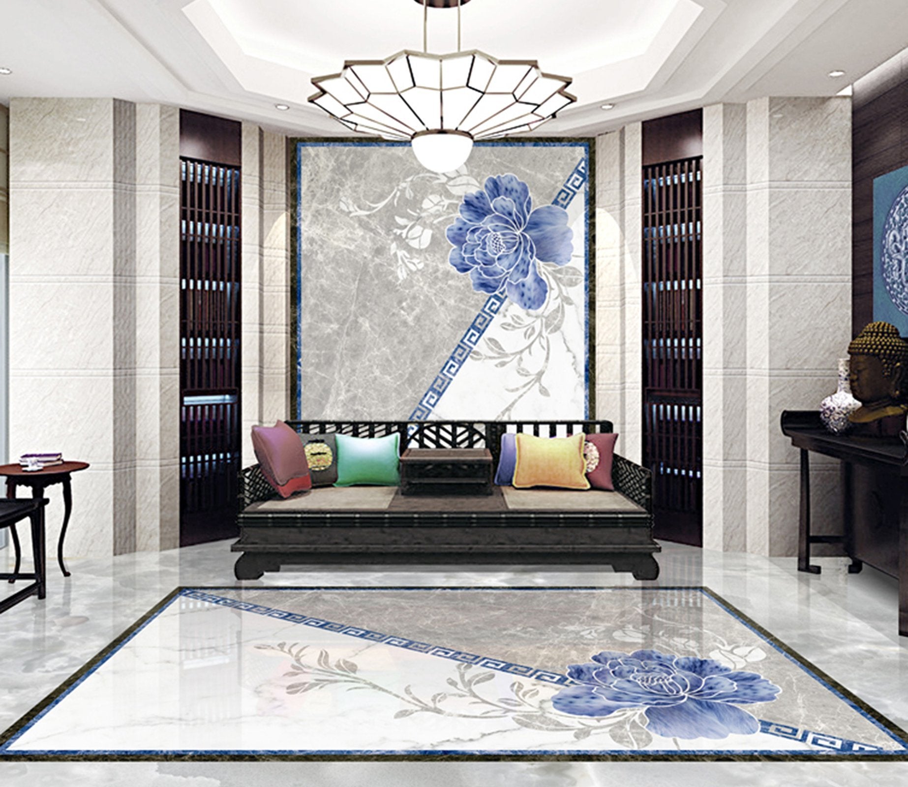 3D Blue Rose WG432 Floor Mural Wallpaper AJ Wallpaper 2 