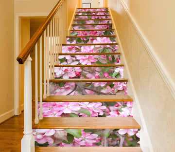 3D Showy Pink Flowers 528 Stair Risers