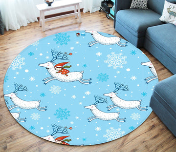 3D Cartoon White Deer 103 Round Non Slip Rug Mat Mat AJ Creativity Home 