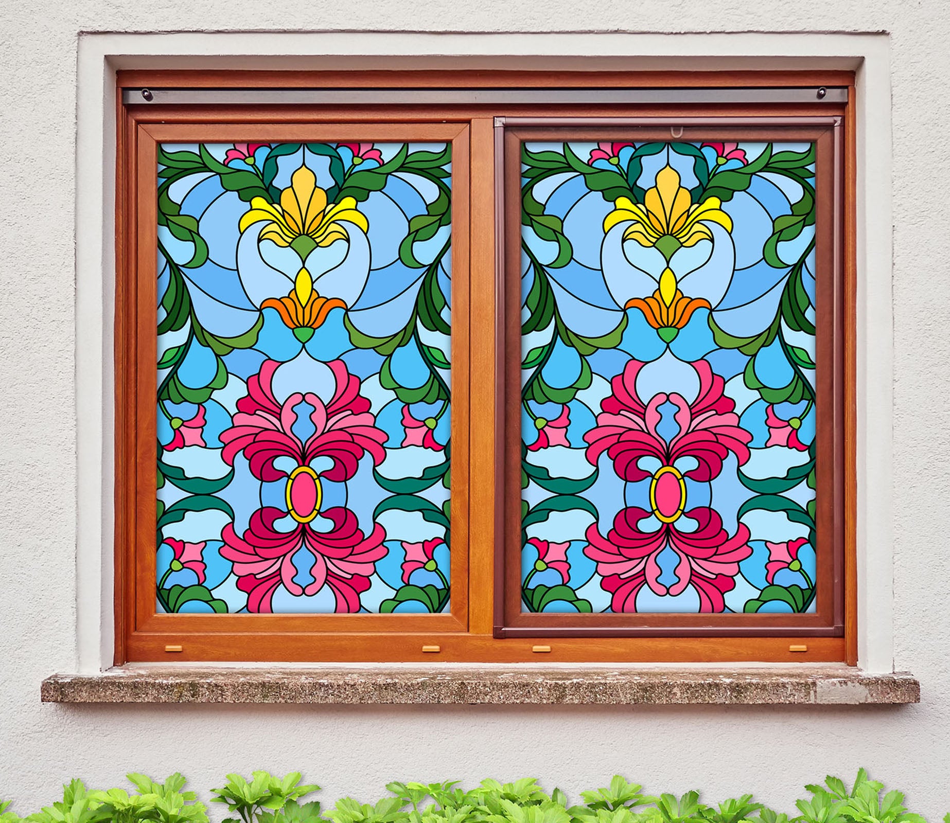 3D Yellow Flower 076 Window Film Print Sticker Cling Stained Glass UV Block