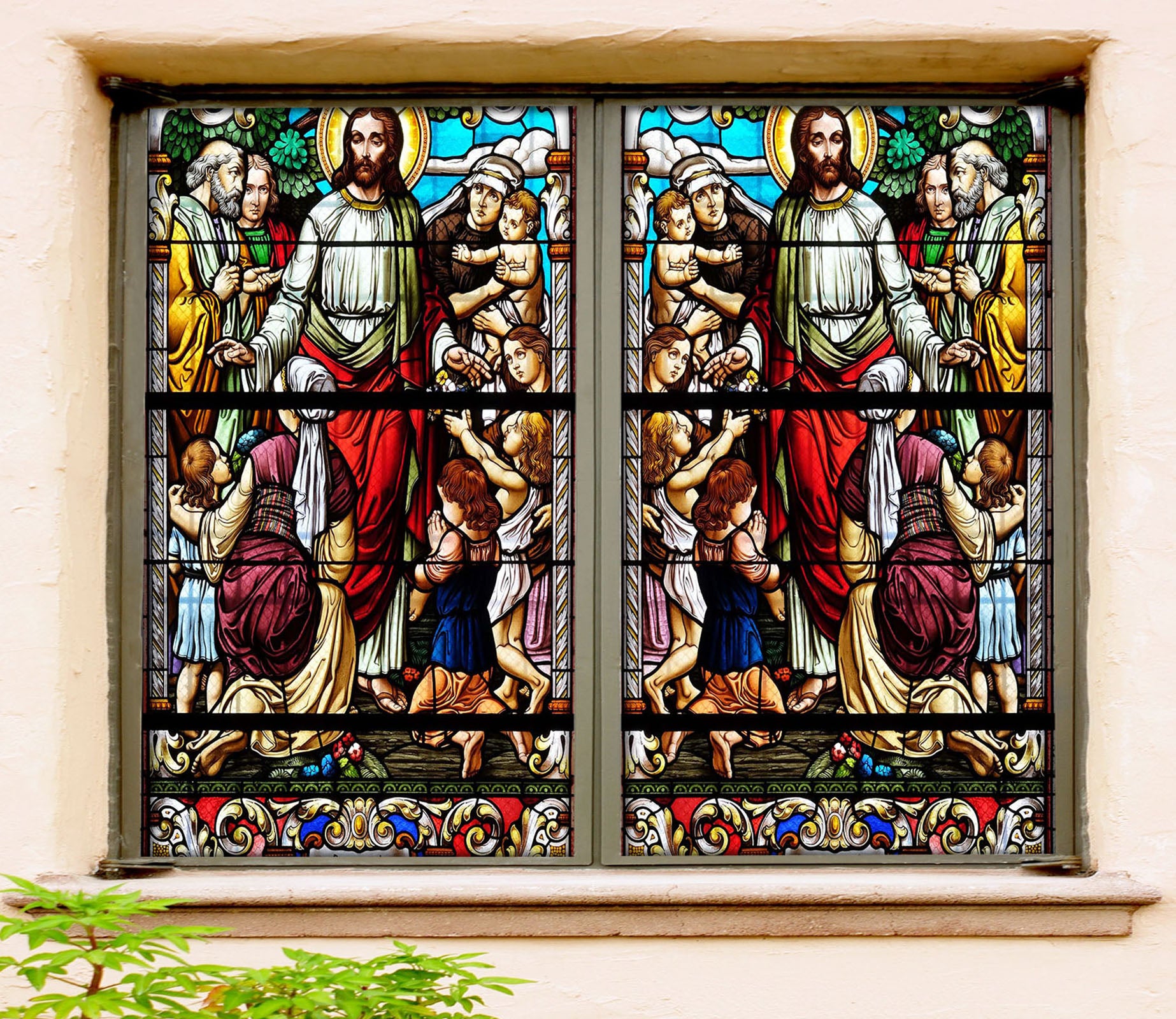 3D Baby Prayer 157 Window Film Print Sticker Cling Stained Glass UV Block