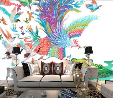 3D Crane Peacock WG117 Wall Murals
