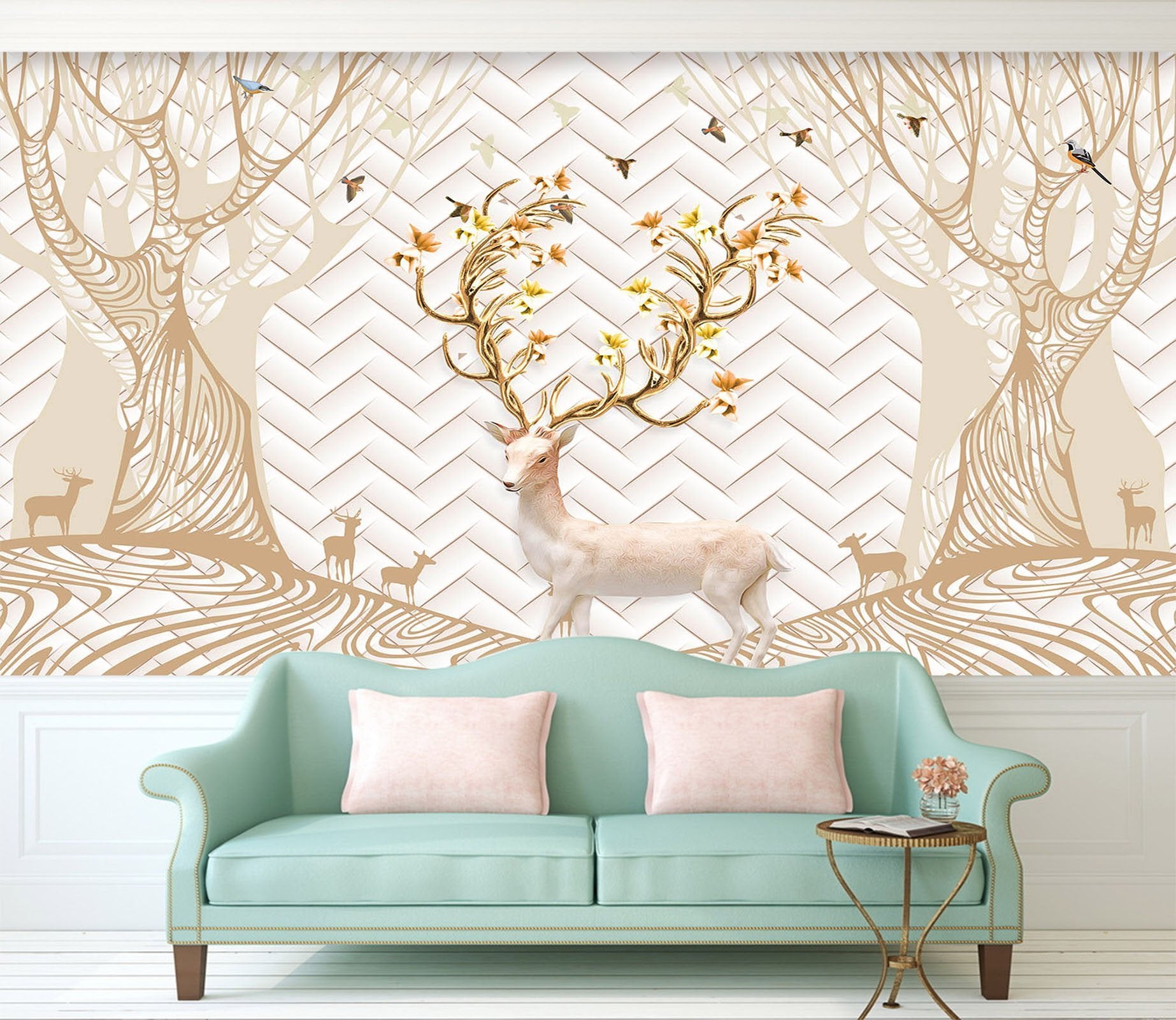 3D Golden Deer Angle 497 Wallpaper AJ Wallpaper 2 