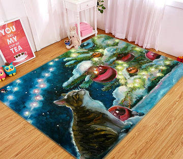 3D Cat Tree Ball Pendant 56153 Christmas Non Slip Rug Mat Xmas