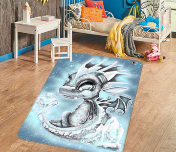 3D Gray Diamond Dragon 8515 Sheena Pike Rug Non Slip Rug Mat