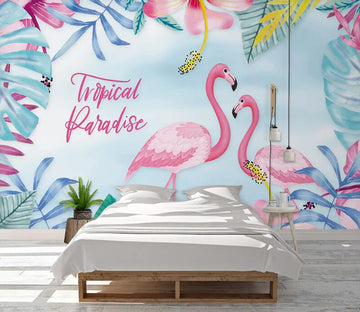 3D Coleus Flamingos 1090 Wall Murals