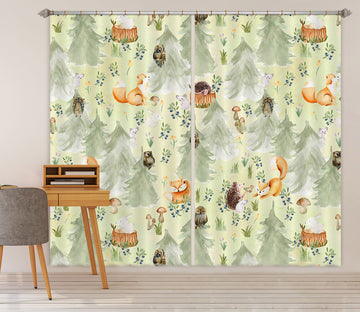 3D Fox Owl Tree 109 Uta Naumann Curtain Curtains Drapes