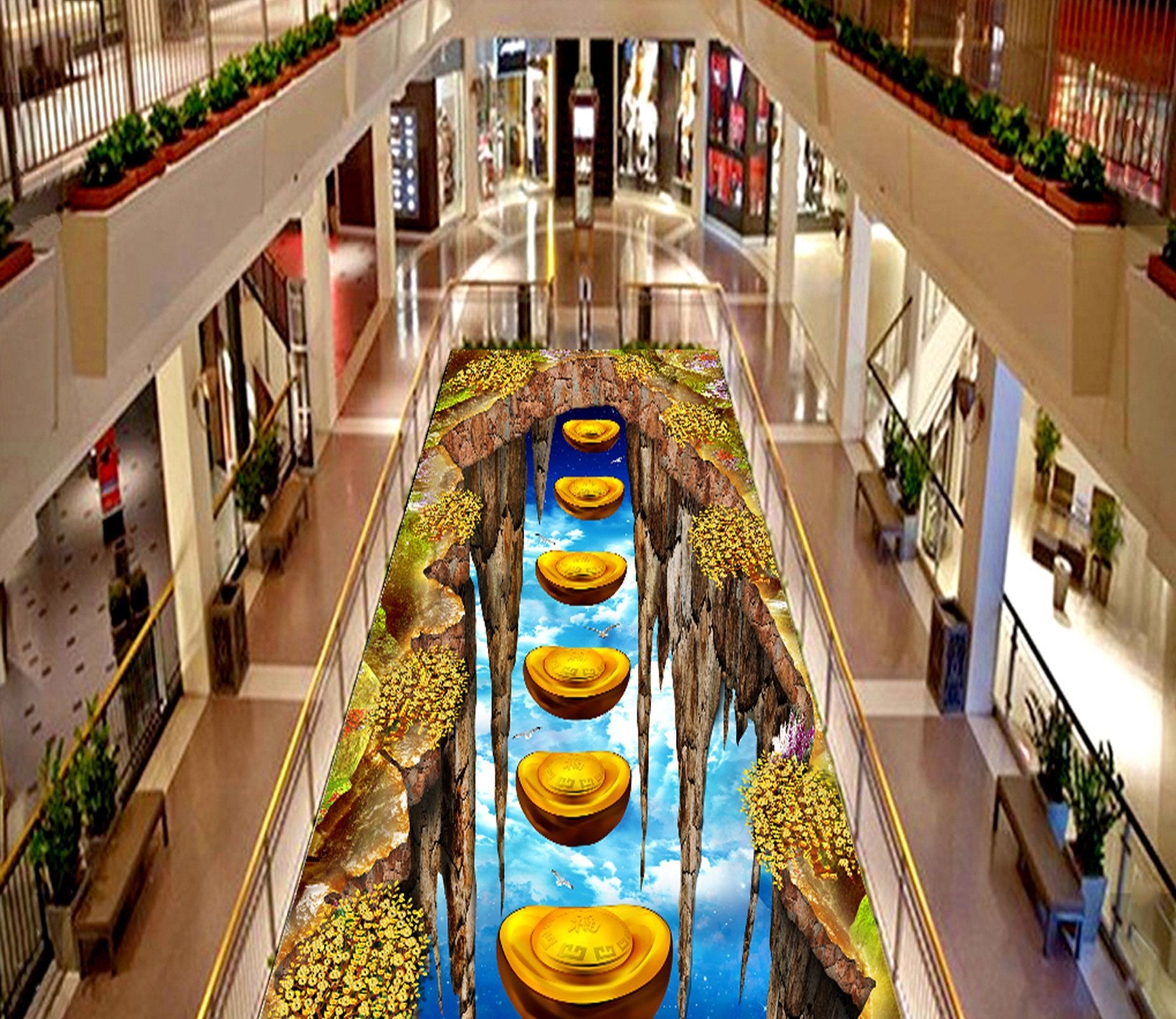 3D Gold Ingot WG652 Floor Mural Wallpaper AJ Wallpaper 2 