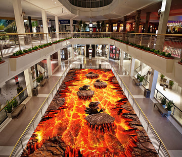 3D Flame Dinosaur 109 Floor Mural  Self-Adhesive Sticker Bathroom Non-slip Waterproof Flooring Murals
