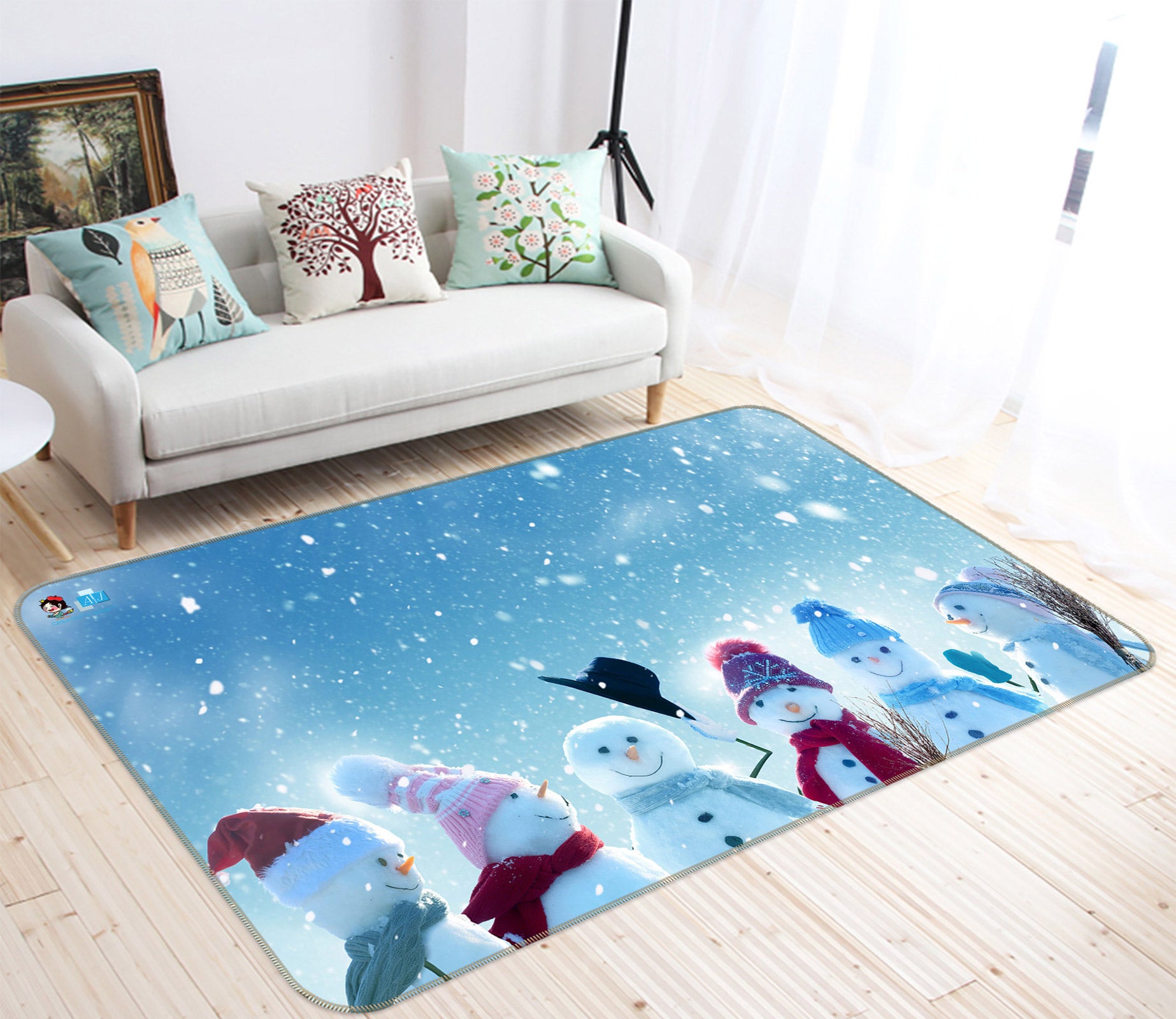 3D Many Snowman 56134 Christmas Non Slip Rug Mat Xmas