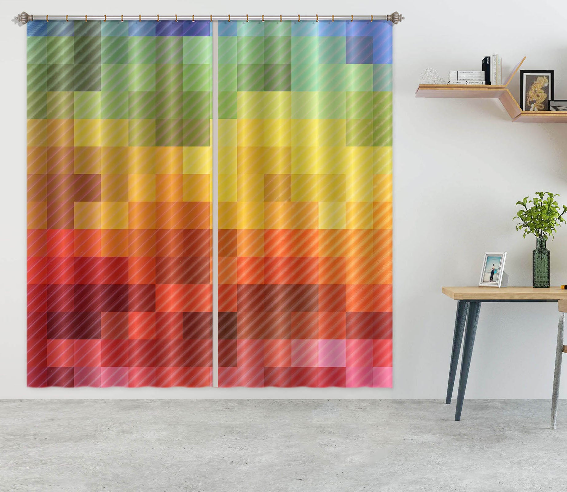 3D Color Mosaic 19175 Shandra Smith Curtain Curtains Drapes