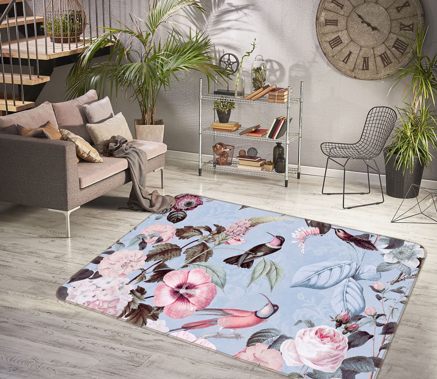 3D Flower Bird 1022 Andrea haase Rug Non Slip Rug Mat