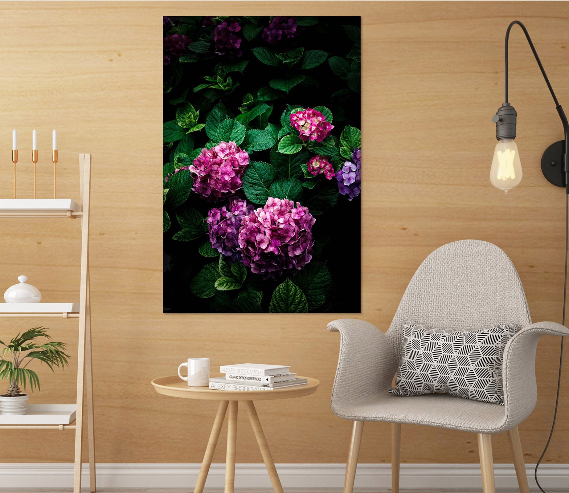 3D Pink Hydrangea 011 Noirblanc777 Wall Sticker